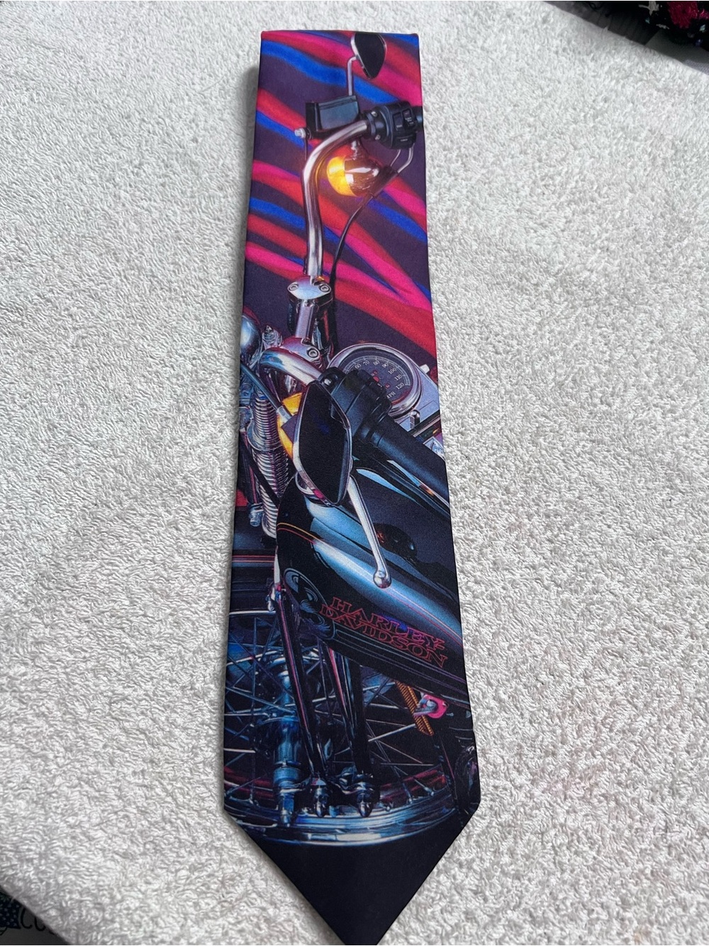 Vintage 1994 Ralph Marlin Harley-Davidson Harley Road Trip Motorcycle Tie USA